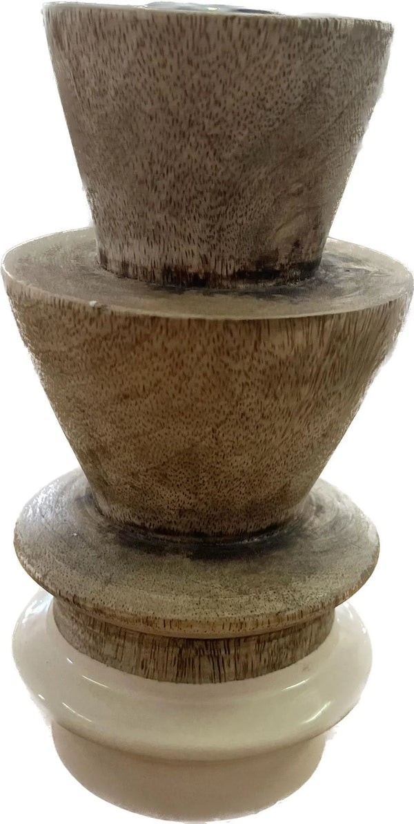 Alexa Wood Candleholder - Ivory